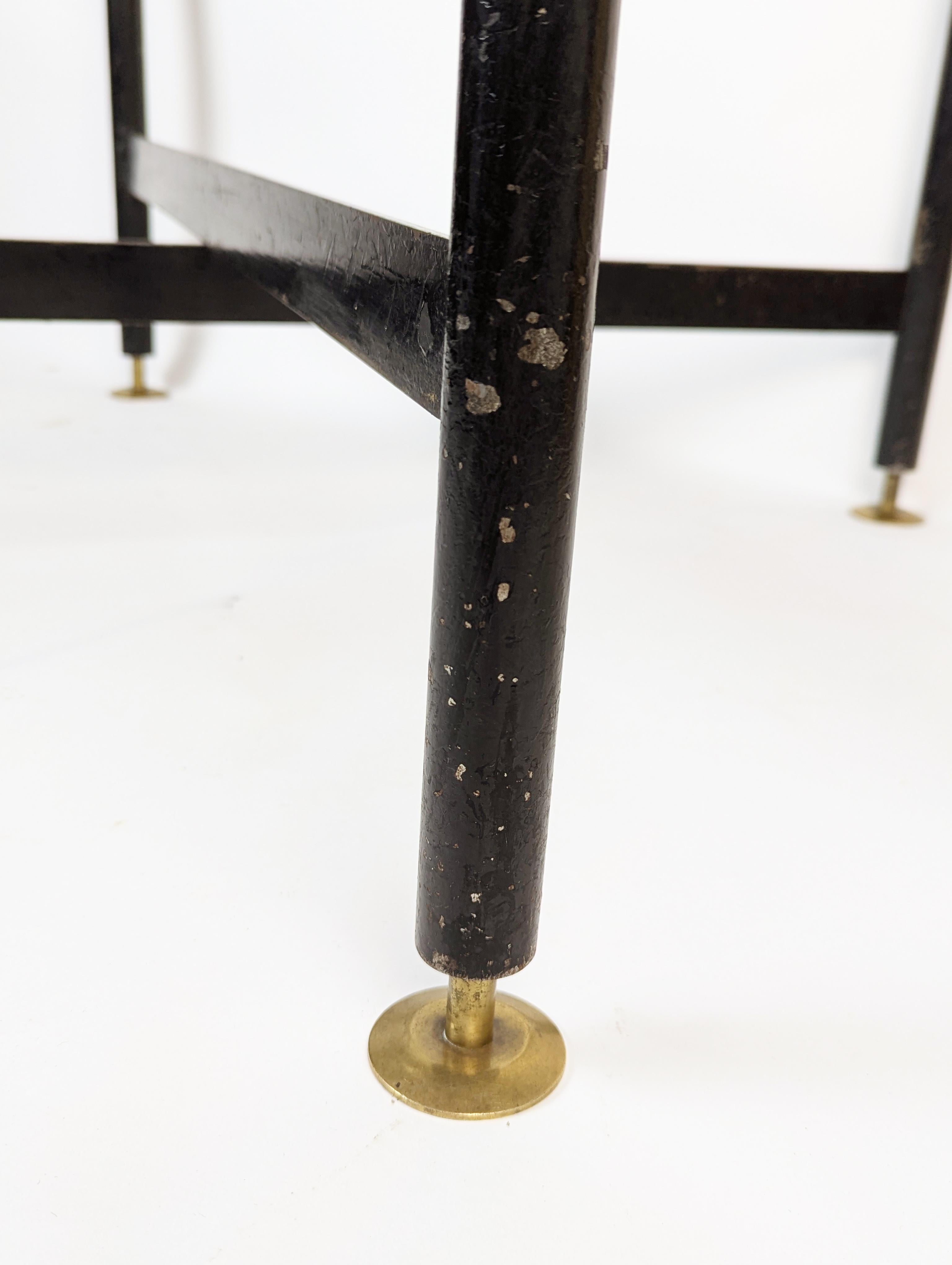 Mid-Century Italian Modern Brass, Black Metal & Wood Dining Table, 1950s For Sale 1