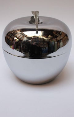 Mid-Century Italian Modern Chrome and Enamel Insulated "Apple" Ice Bucket