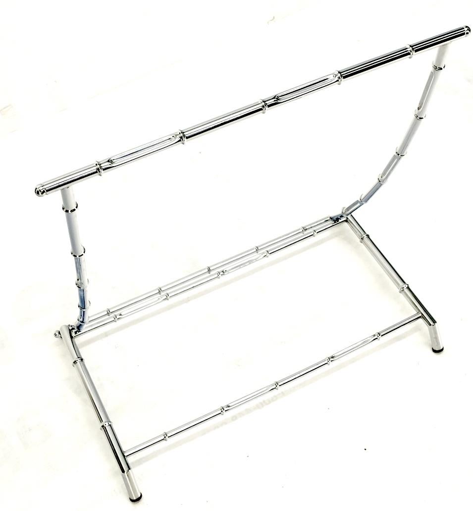 Mid Century Italian Modern Chrome Faux Bamboo Folding Collapsible Towel Rack For Sale 5
