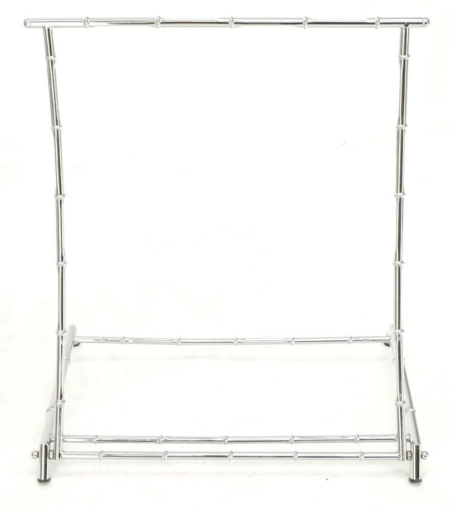 20th Century Mid Century Italian Modern Chrome Faux Bamboo Folding Collapsible Towel Rack For Sale