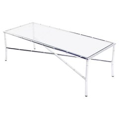 Table basse rectangulaire mi-siècle moderne italienne en faux bambou à base en X MINT !