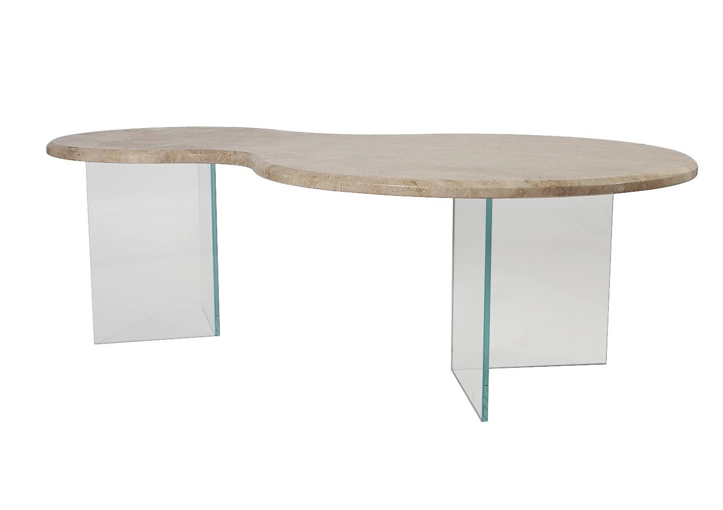 Mid-Century Modern Mid Century Italian Modern Floating Travertine Marble Free Form Cocktail Table For Sale