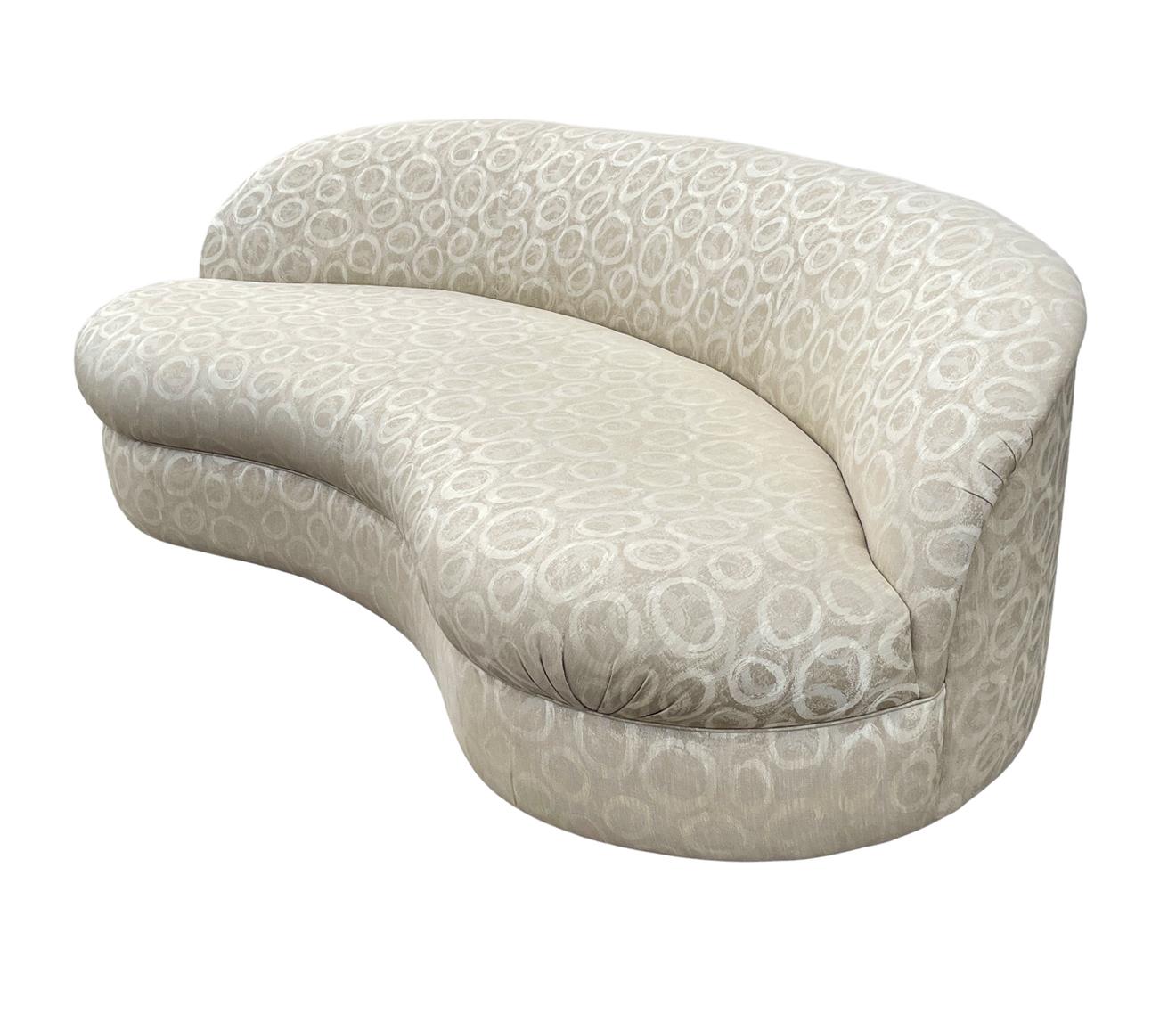 Late 20th Century Mid Century Italian Modern Kidney Shape Curved Sofa For Sale