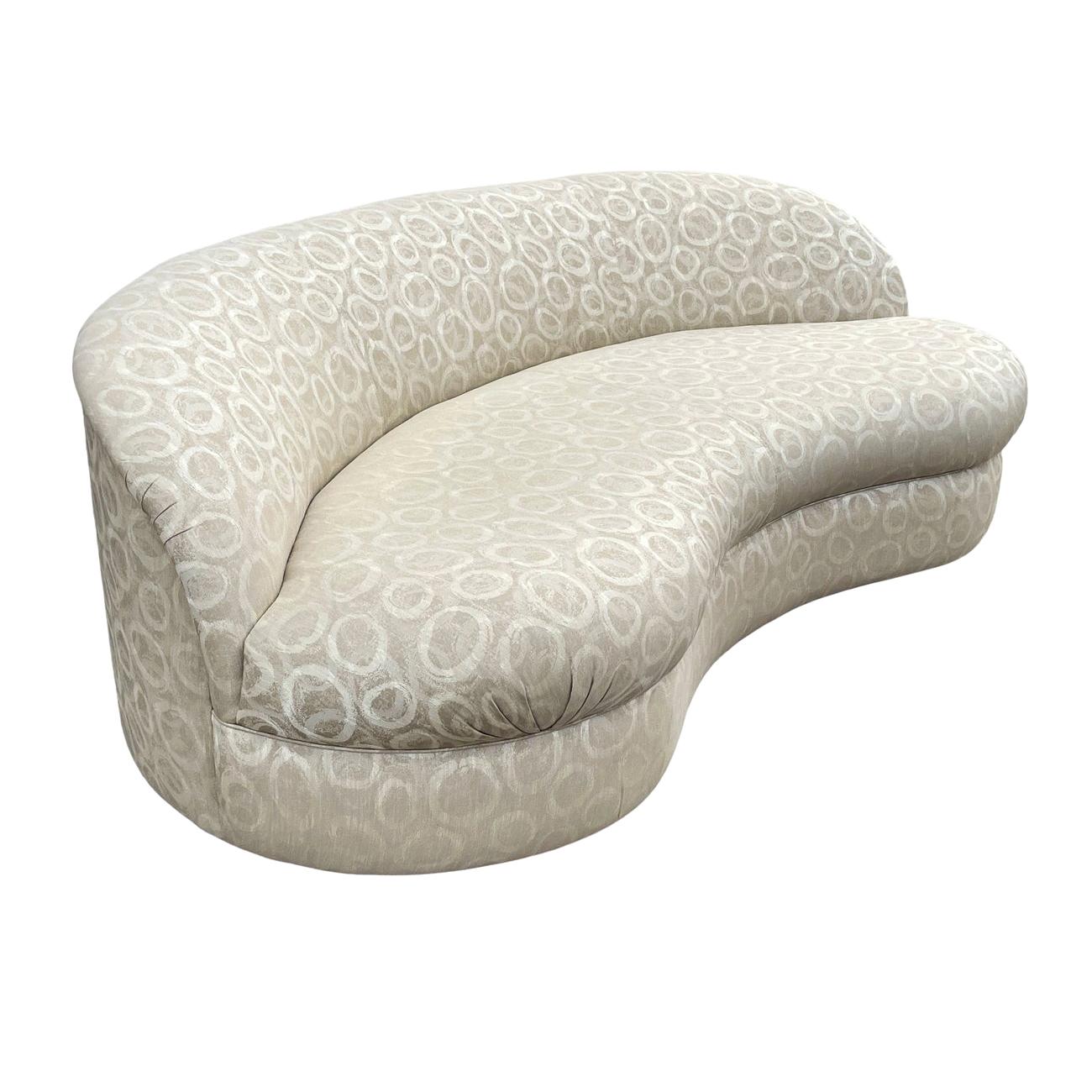 Mid Century Italian Modern Kidney Shape Curved Sofa