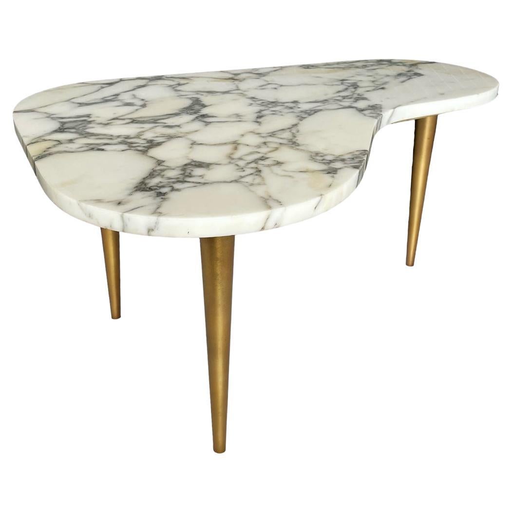 Mid Century Italian Modern Kidney Shape Marble Side Table or Coffee Table For Sale