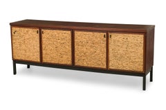 Mid-Century Italian Modern Mahogany and Cork 4-Door Credenza / Buffet