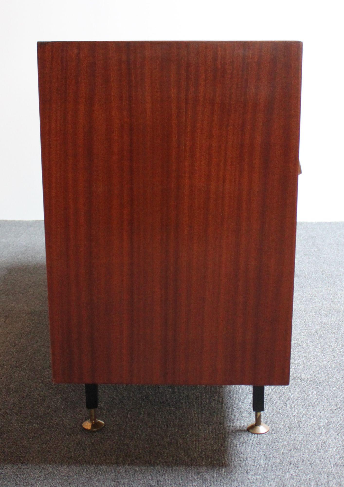 Mid-20th Century Mid-Century Italian Modern Mahogany Credenza with Blue Laminate Surface For Sale