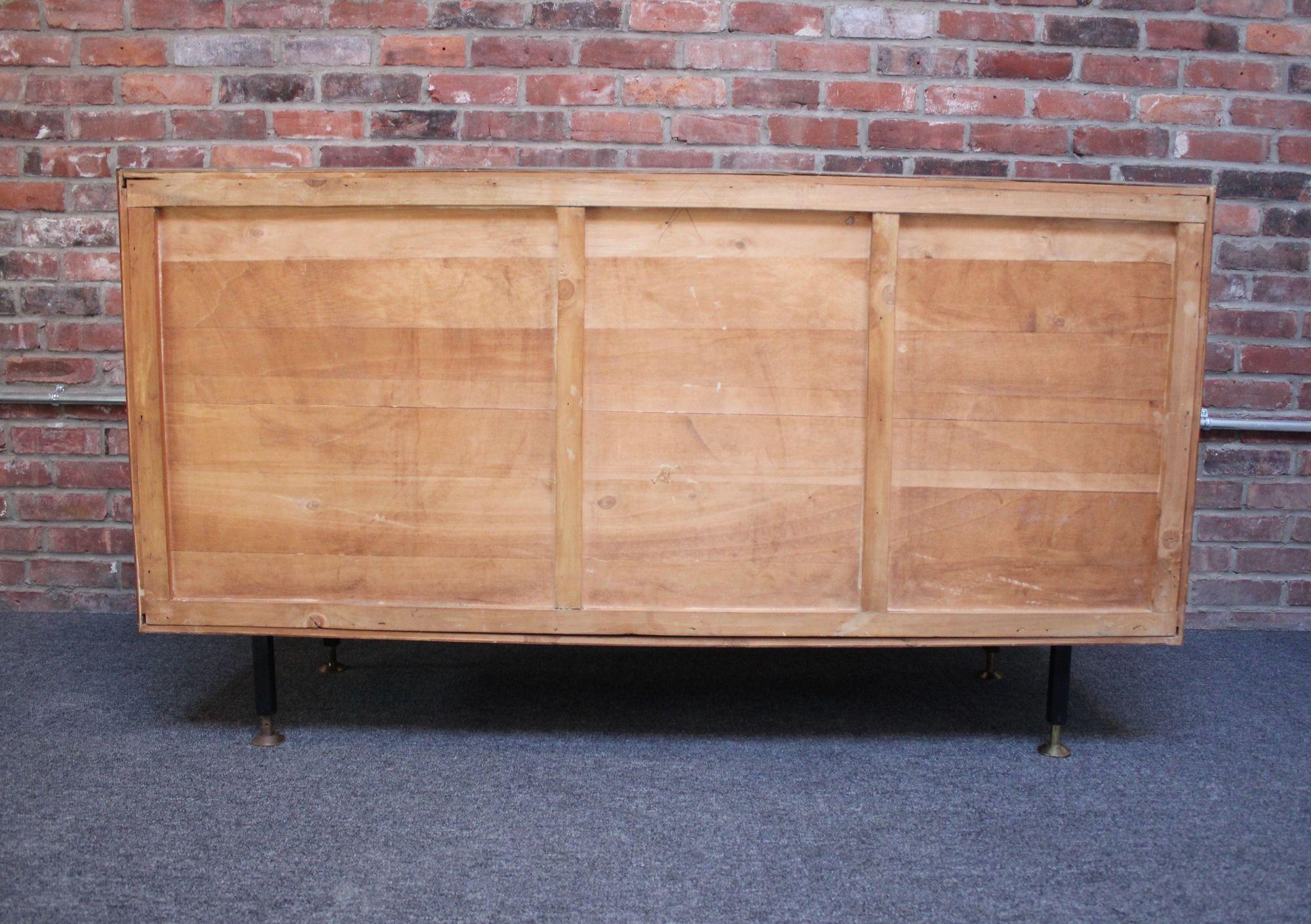 Mid-Century Italian Modern Mahogany Credenza with Blue Laminate Surface For Sale 1