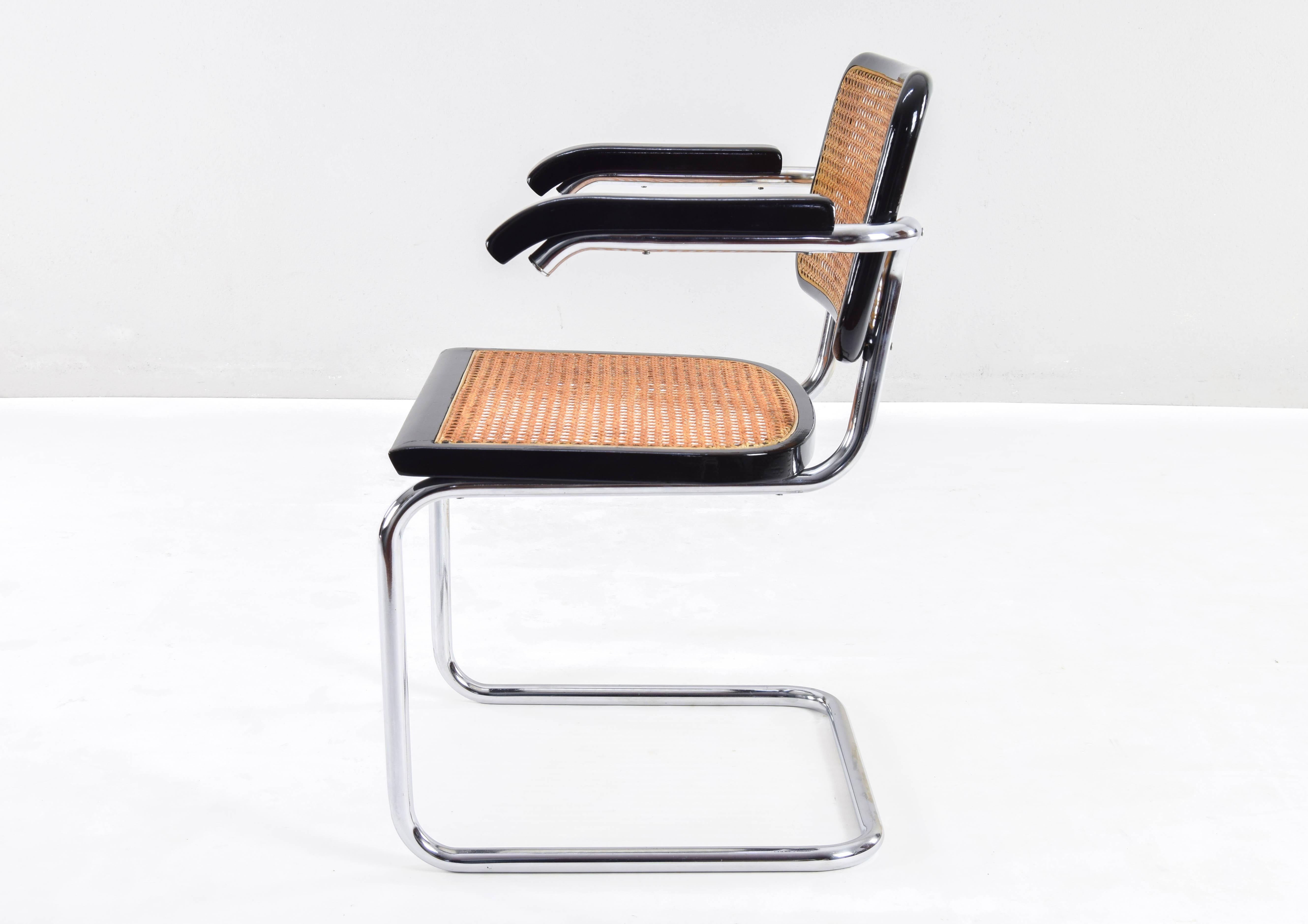 Mid-Century Italian Modern Marcel Breuer B64 Cesca Chair Armchair, 70s In Good Condition In Escalona, Toledo