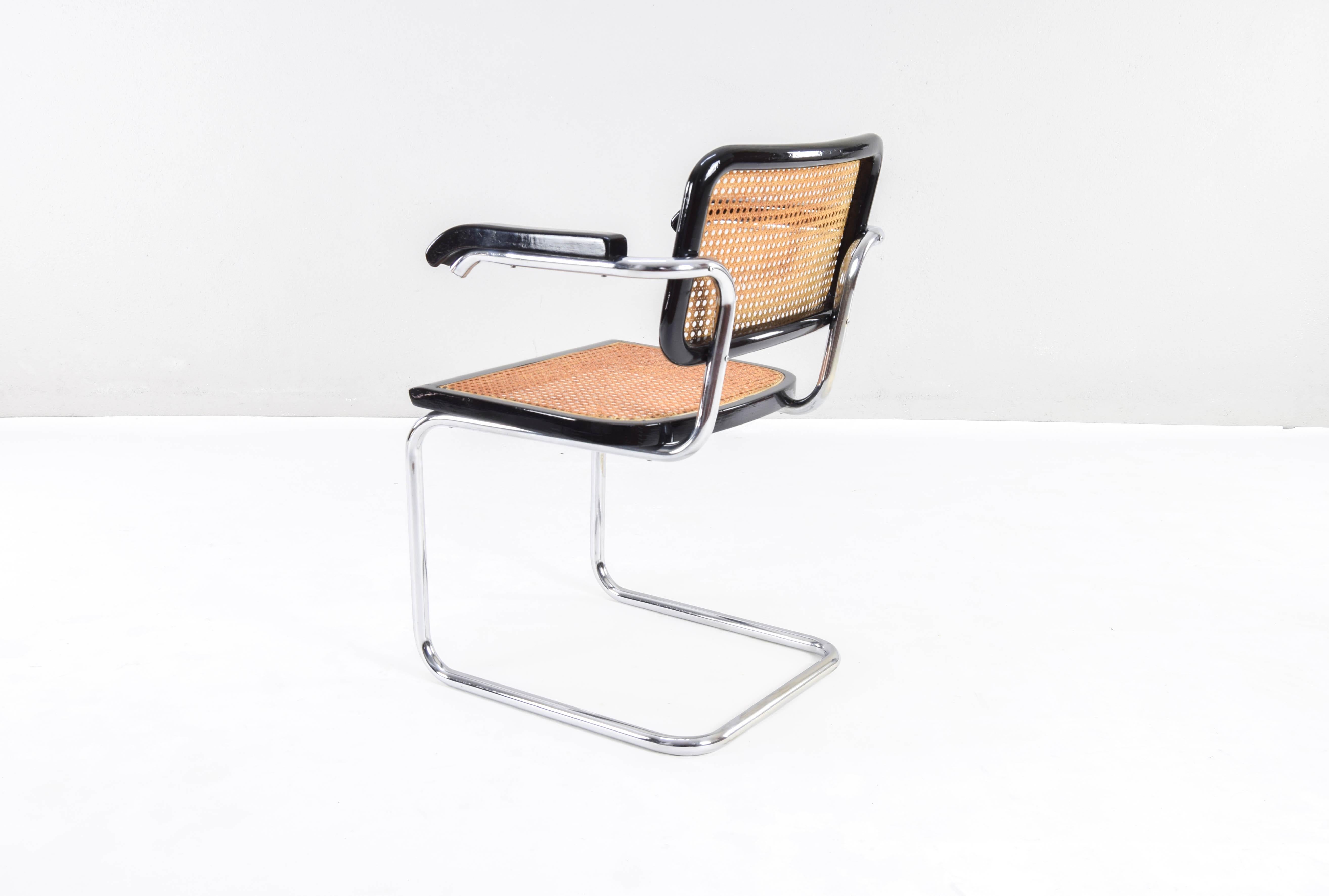 Late 20th Century Mid-Century Italian Modern Marcel Breuer B64 Cesca Chair Armchair, 70s