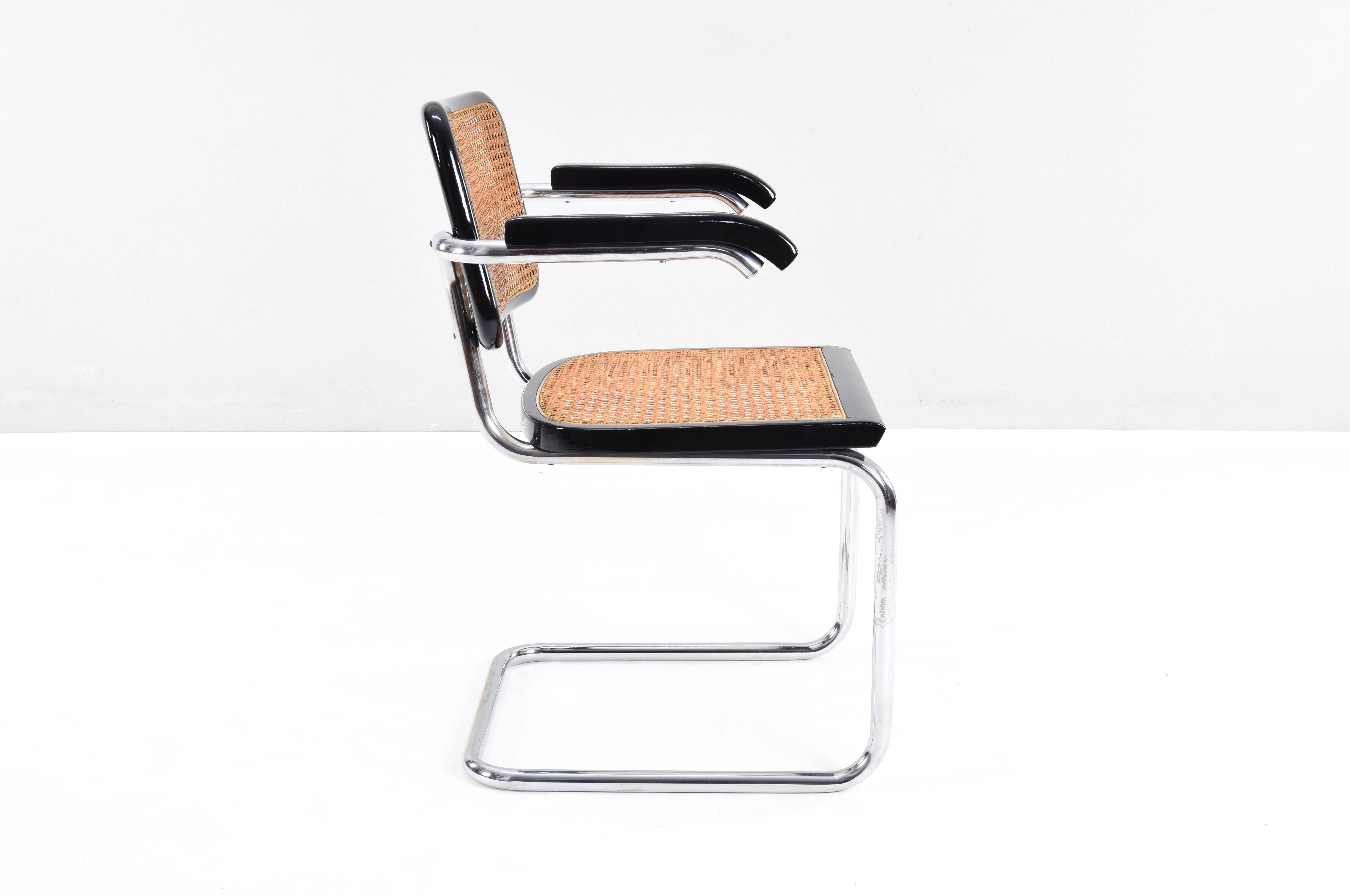 Mid-Century Italian Modern Marcel Breuer B64 Cesca Chair Armchair, 70s 2