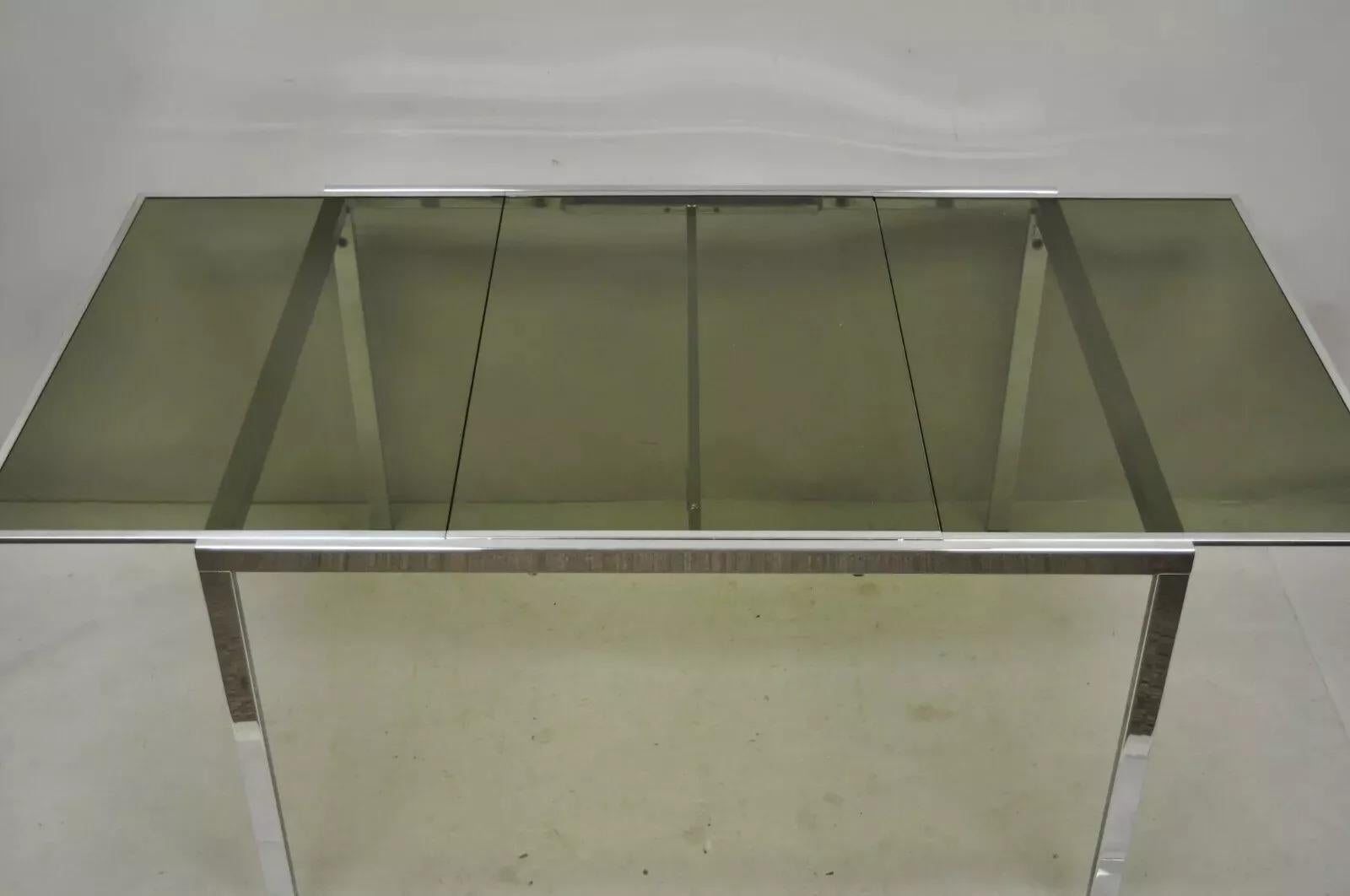 Mid-Century Modern Mid Century Italian Modern Milo Baughman Chrome & Glass Extension Dining Table