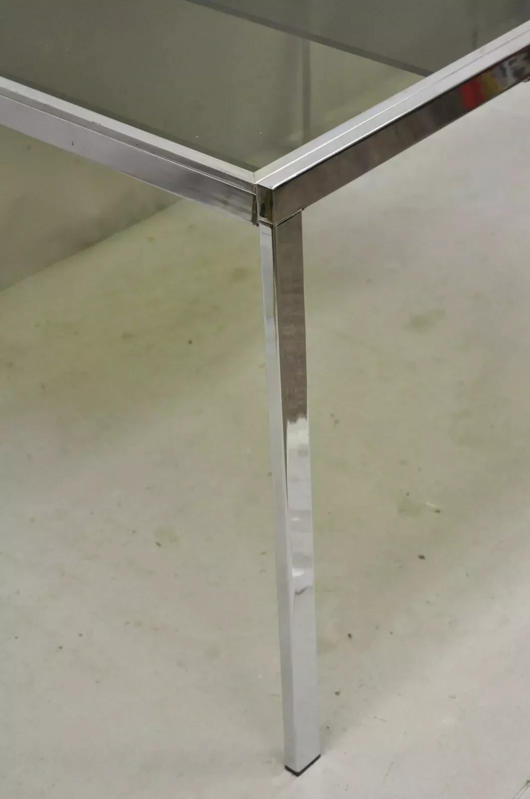 Mid Century Italian Modern Milo Baughman Chrome & Glass Extension Dining Table In Good Condition In Philadelphia, PA