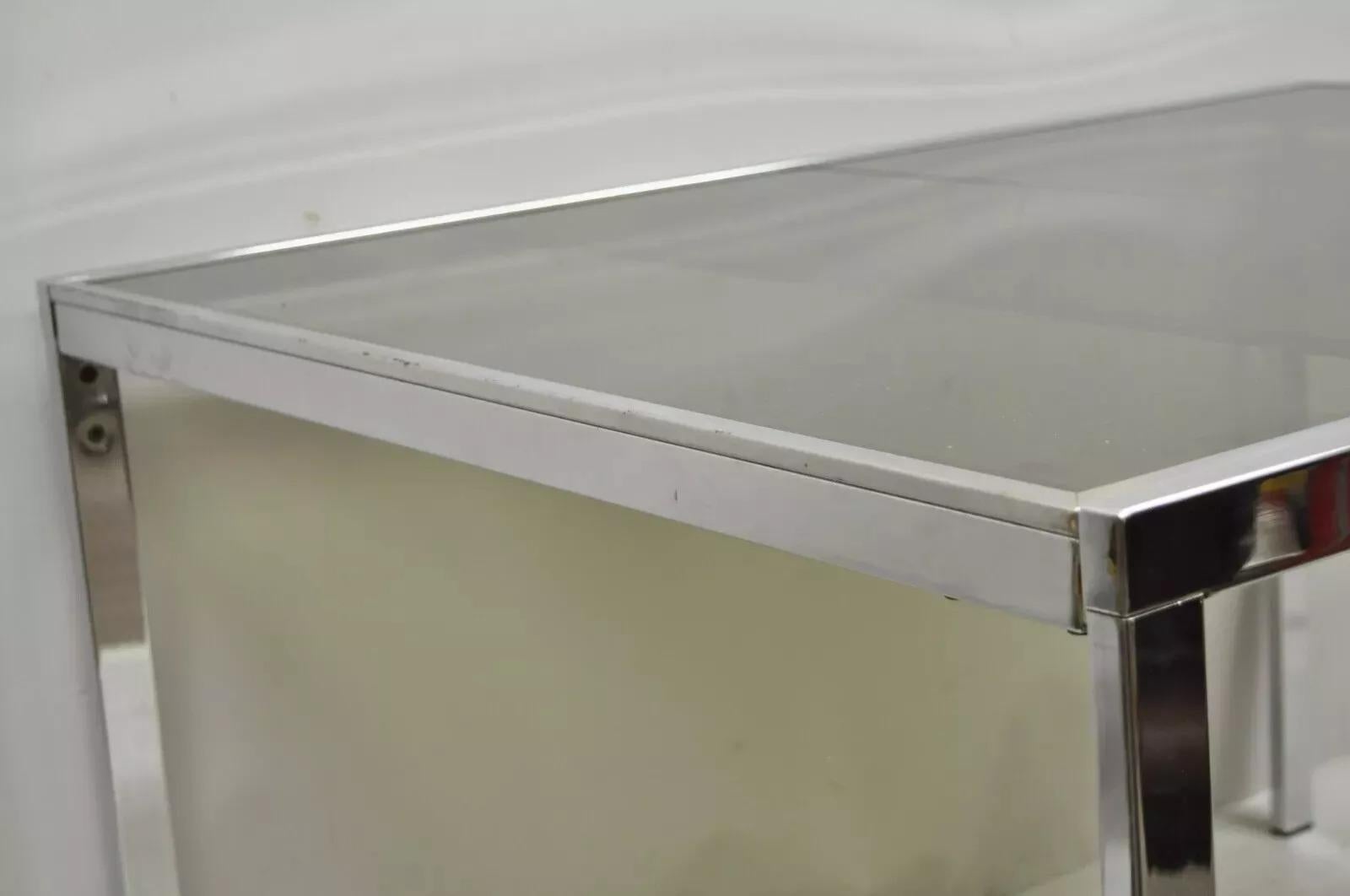 20th Century Mid Century Italian Modern Milo Baughman Chrome & Glass Extension Dining Table