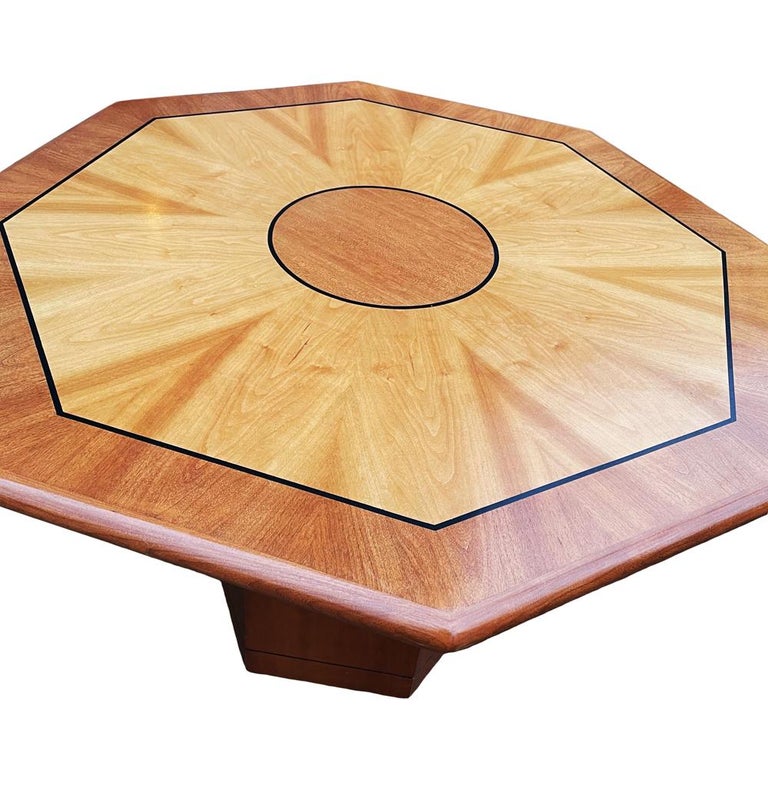 Mid-Century Modern Mid Century Italian Modern Mixed Wood Octagonal Center Table or Dining Table  For Sale
