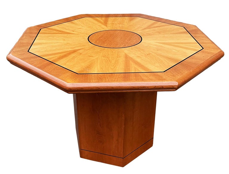Mid Century Italian Modern Mixed Wood Octagonal Center Table or Dining Table  In Good Condition For Sale In Philadelphia, PA
