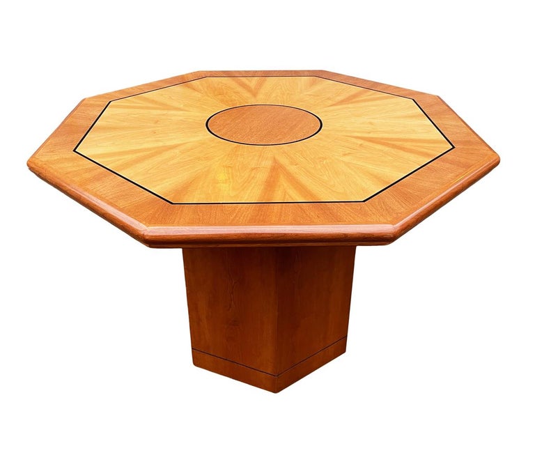 Mid Century Italian Modern Mixed Wood Octagonal Center Table or Dining Table  For Sale 1