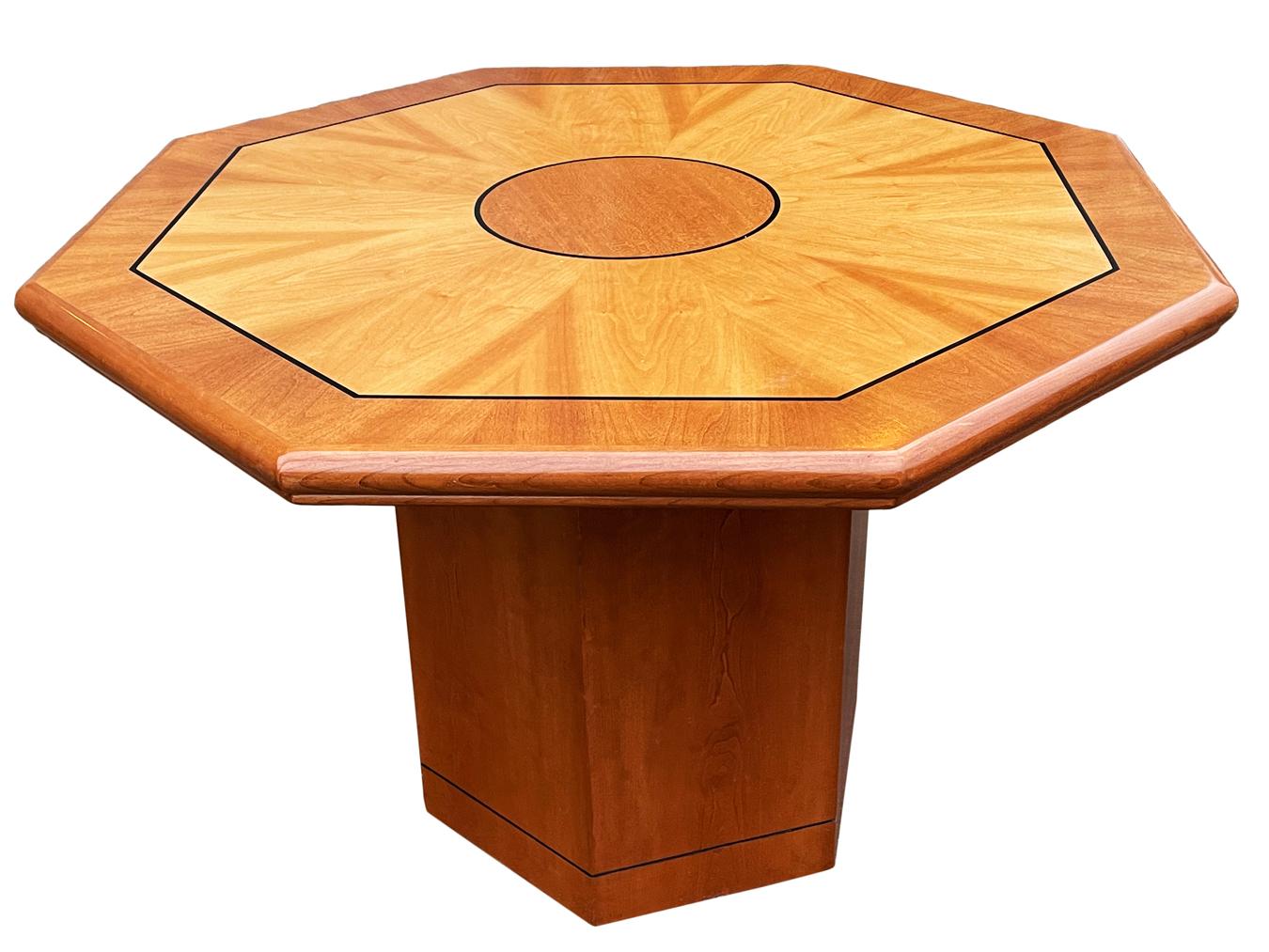 Mid Century Italian Modern Mixed Wood Octagonal Center Table or Dining Table  For Sale 1