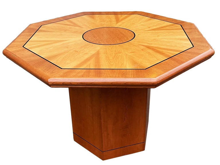 Mid Century Italian Modern Mixed Wood Octagonal Center Table or Dining Table  For Sale 3