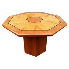 Used Mid Century Italian Modern Mixed Wood Octagonal Center Table or Dining Table 