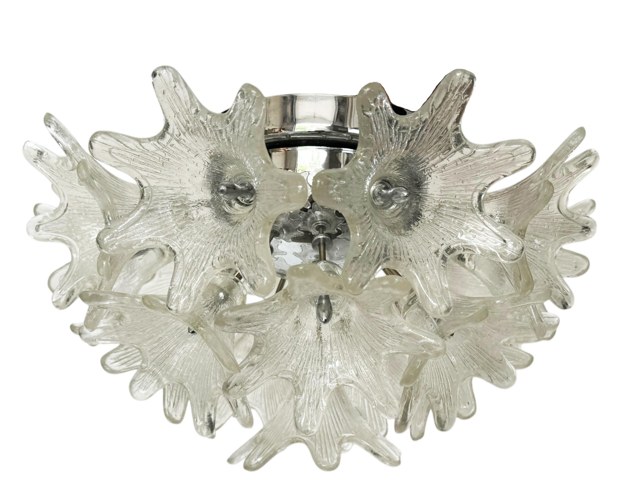 Mid-Century Modern Mid Century Italian Modern Murano Glass Flower Sputnik Light by Venini for VeArt For Sale