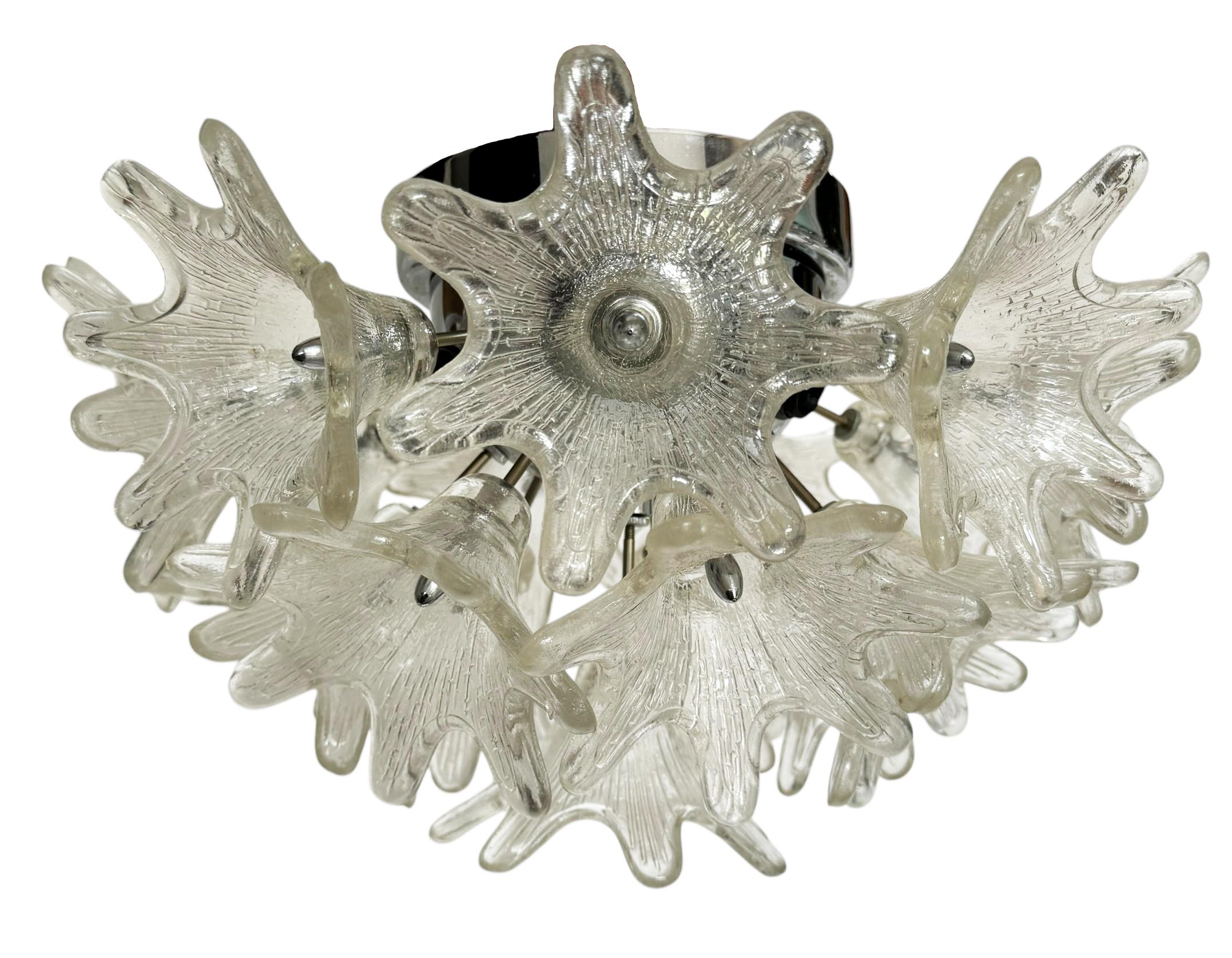 20th Century Mid Century Italian Modern Murano Glass Flower Sputnik Light by Venini for VeArt For Sale