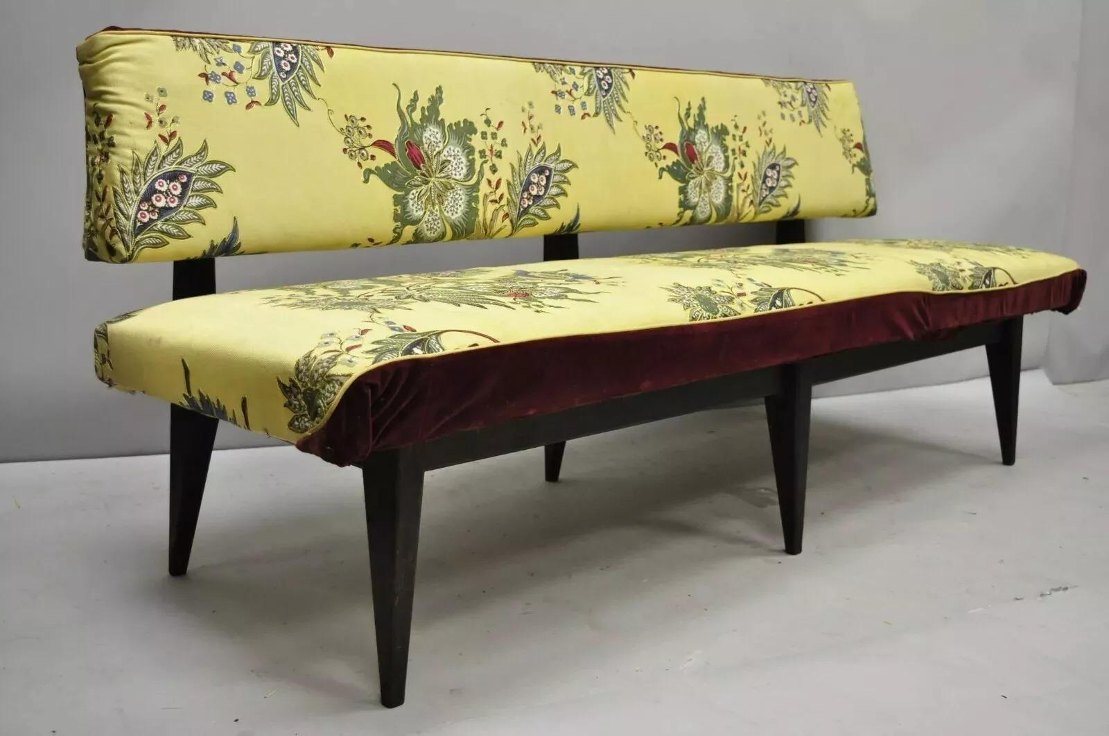 Mid Century Italian Modern Oak Wood Banquette Settee Bench After Paolo Buffa 5