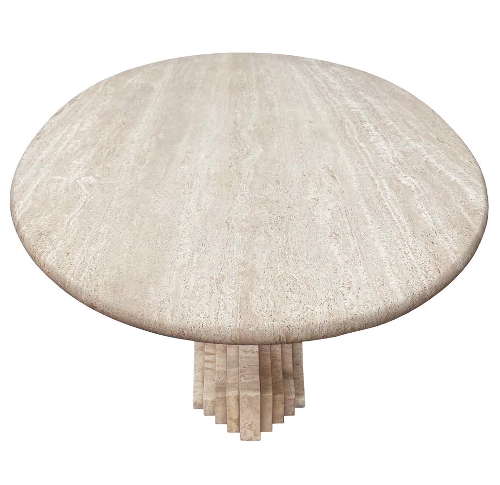 Late 20th Century Mid Century Italian Modern Oval Travertine Marble Dining Table by Carlo Scarpa