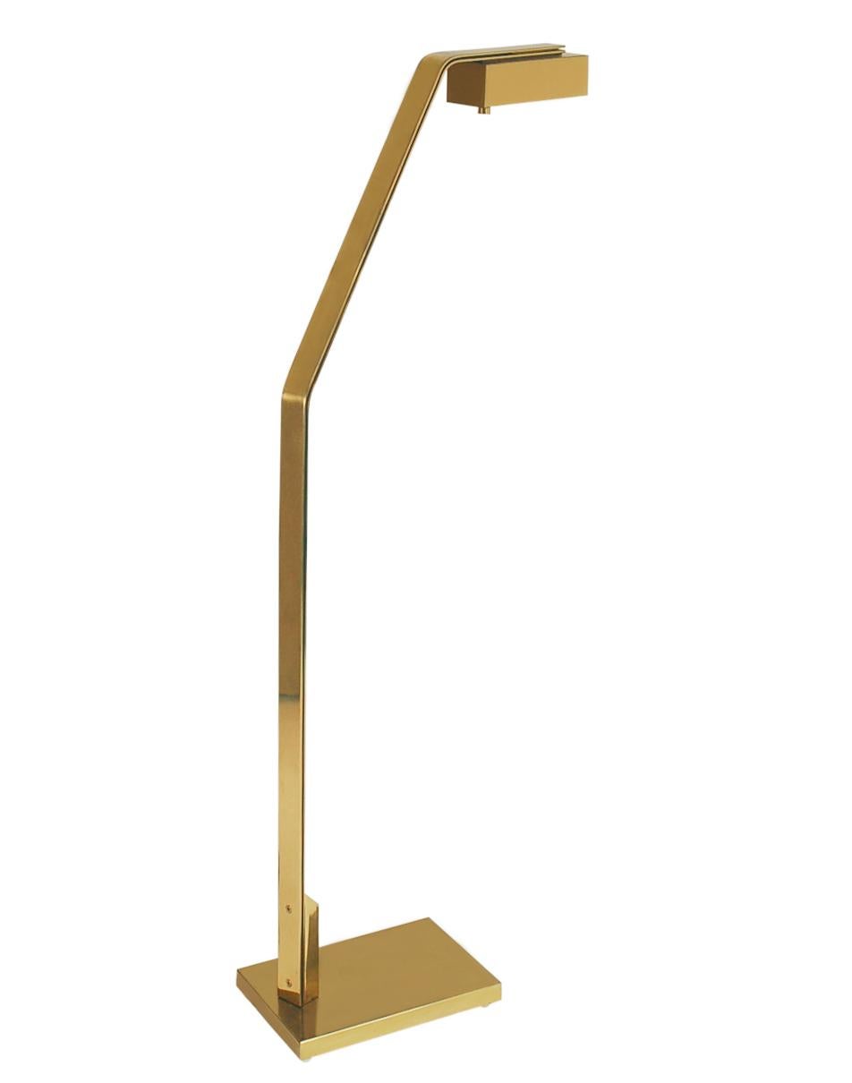 Midcentury Italian Modern Polished Brass Reading Floor Lamp by Casella 1