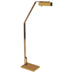 Midcentury Italian Modern Polished Brass Reading Floor Lamp by Casella