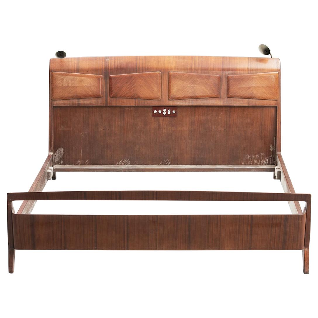 Mid Century Italian Modern rosewood Bed Frame For Sale