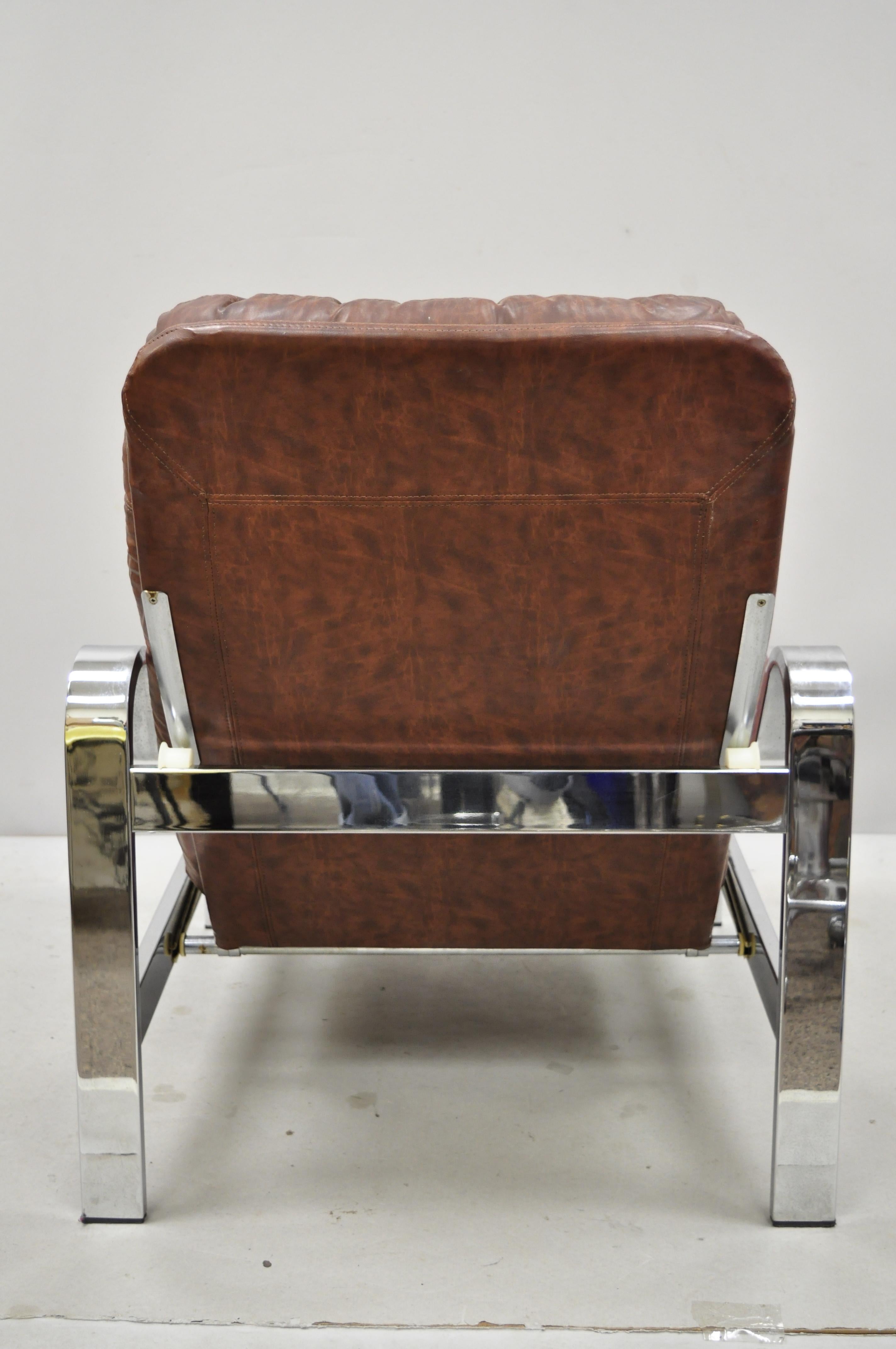 Midcentury Italian Modern Selig Chrom Reclining Recliner Lounge Chair im Angebot 4