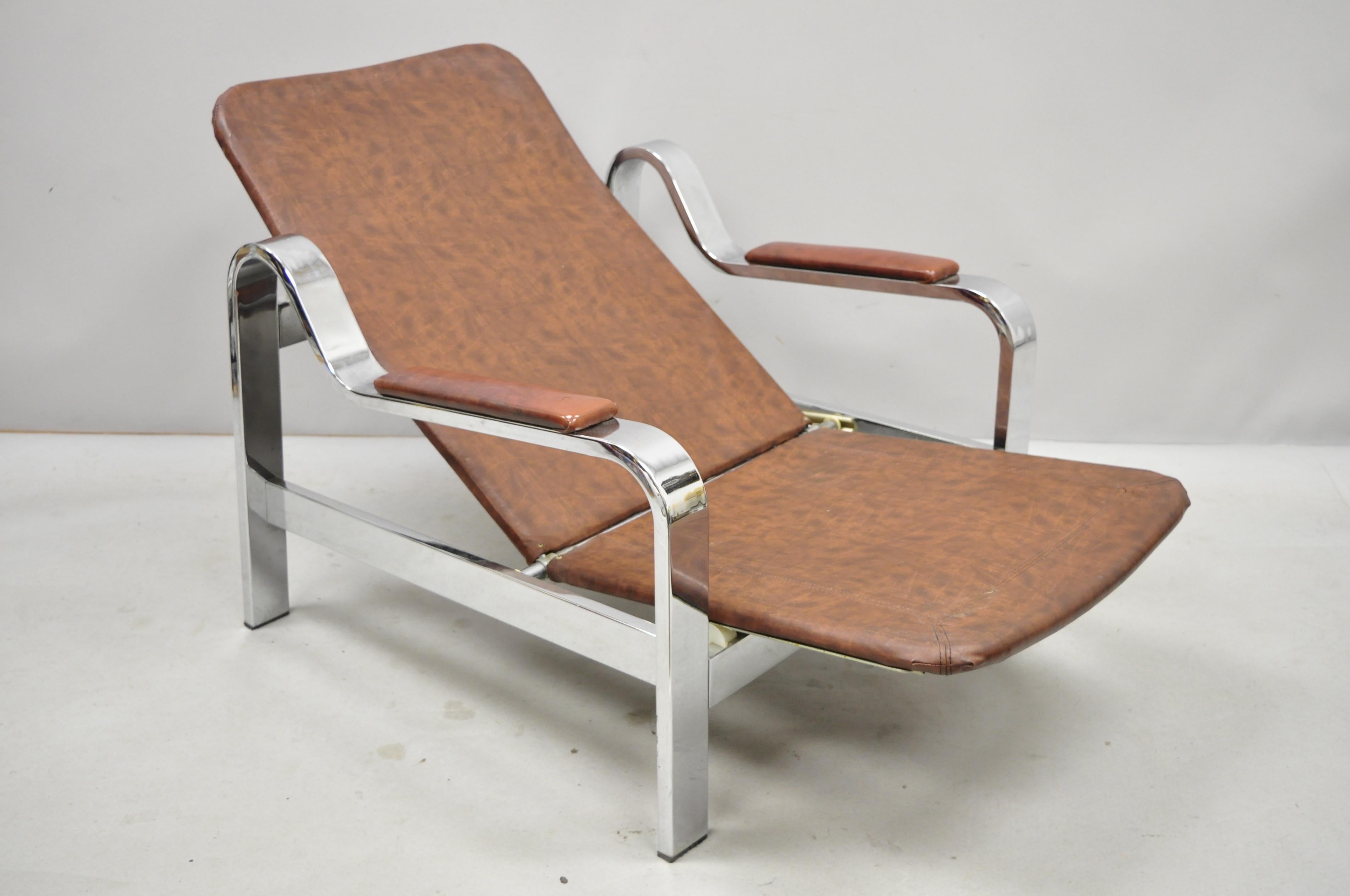 Midcentury Italian Modern Selig Chrom Reclining Recliner Lounge Chair im Angebot 6