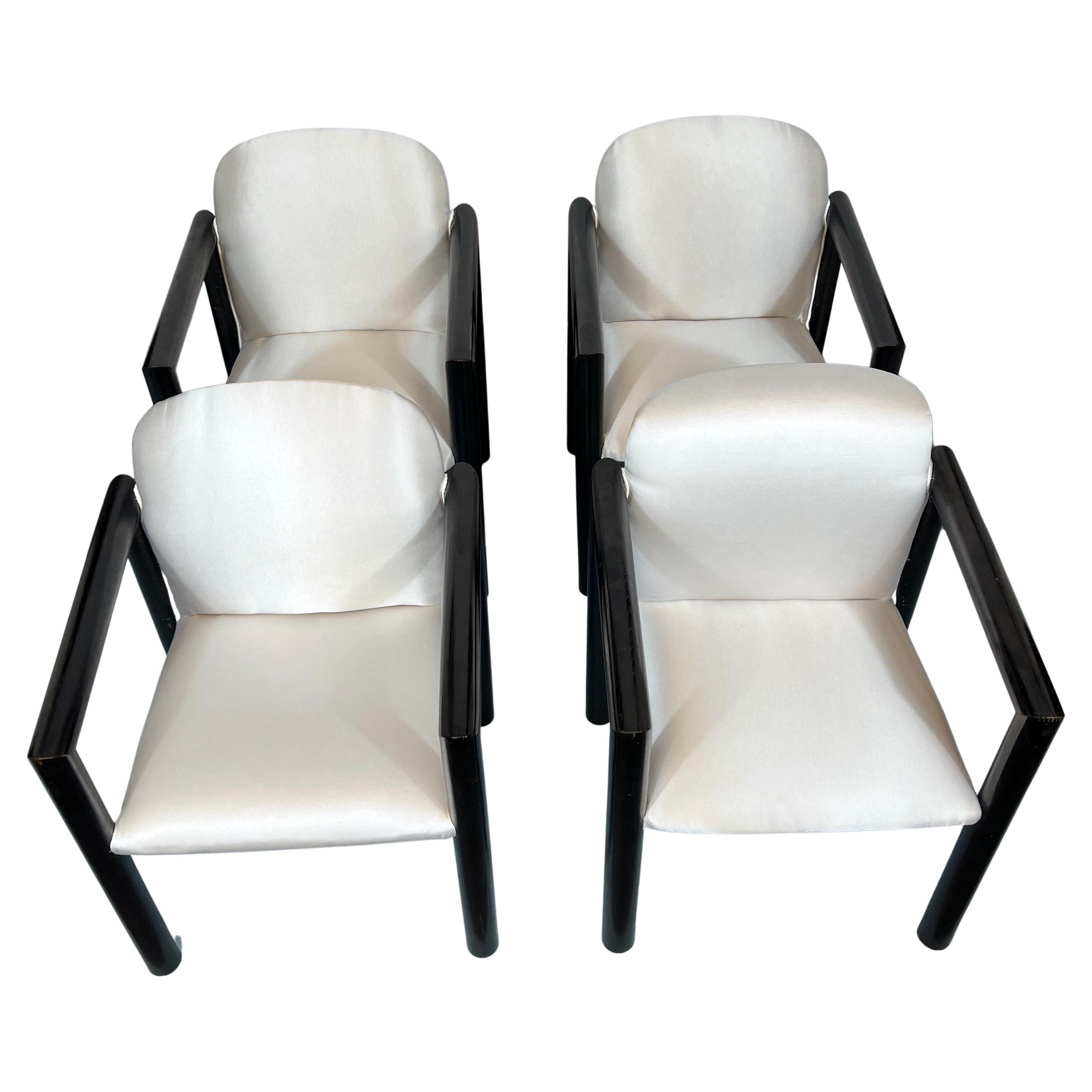 Mid-Century Italian Modern set of 4 armchairs from 70s For Sale