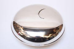 Mid-Century Italian Modern Silver-Plated Round Lidded Serving / Candy Dish