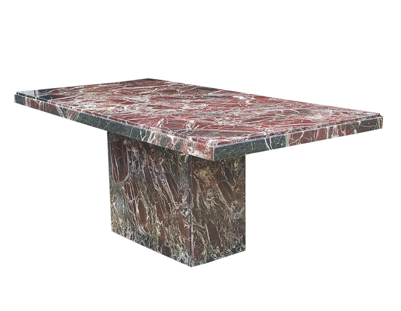 Mid-Century Modern Midcentury Italian Modern Solid Marble Slab Dining Table in Black and Burgundy