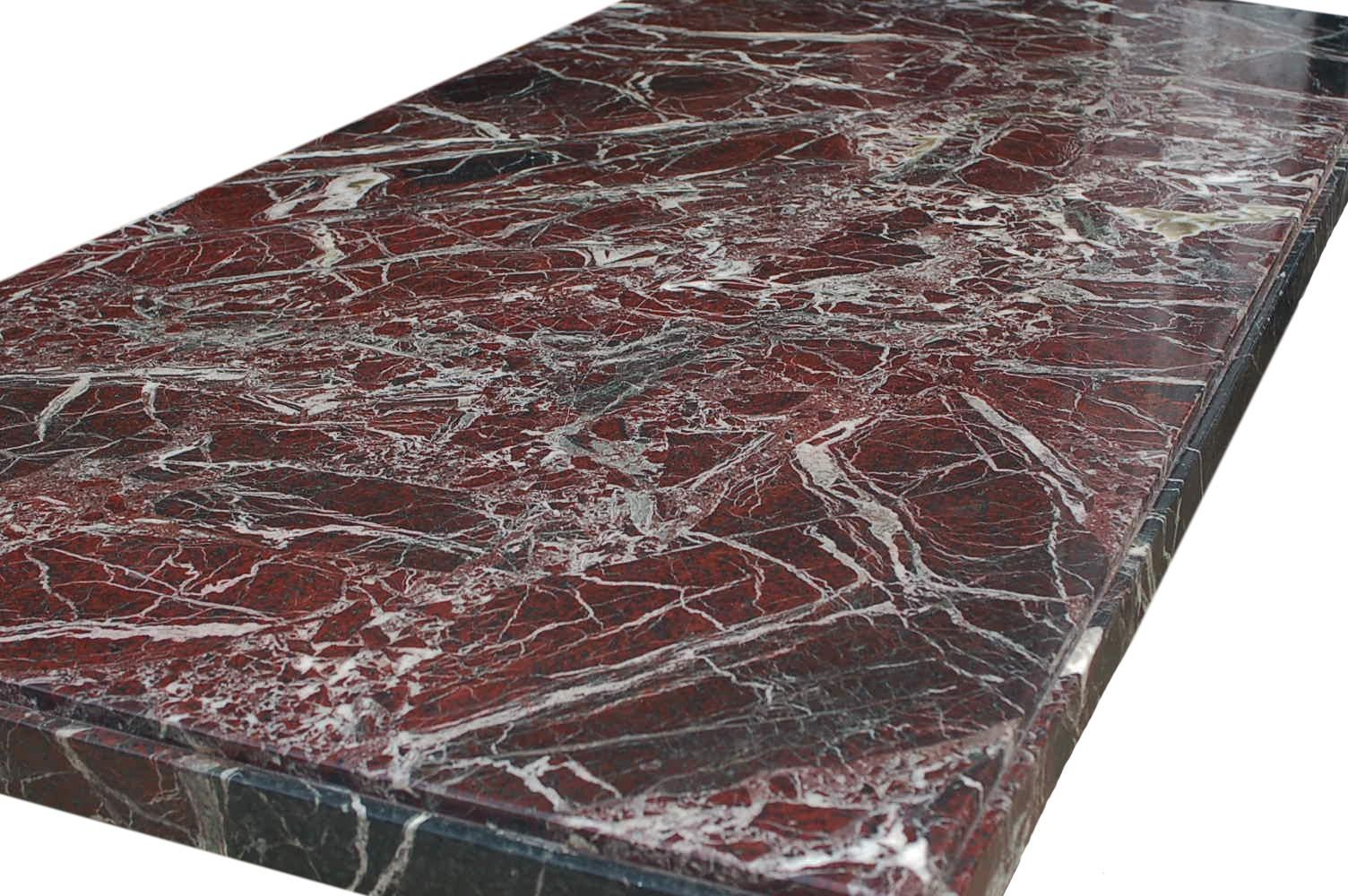 Midcentury Italian Modern Solid Marble Slab Dining Table in Black and Burgundy In Good Condition In Philadelphia, PA