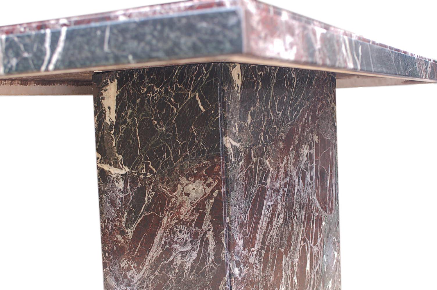 Late 20th Century Midcentury Italian Modern Solid Marble Slab Dining Table in Black and Burgundy
