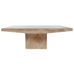 Midcentury Italian Modern Square Travertine Marble Cocktail Table
