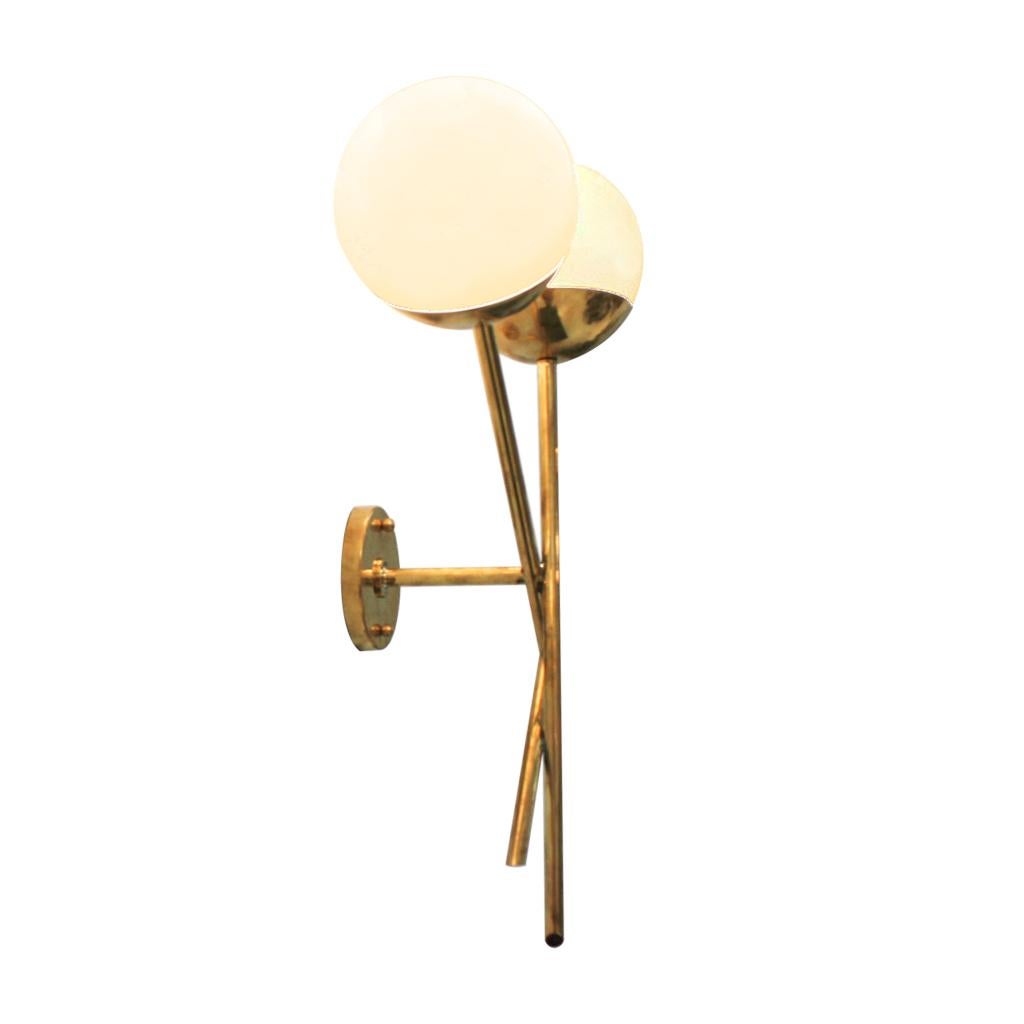 Mid-Century Italian Modern Style Brass and Glass Sconces, Set of 2 For Sale 2