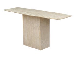 Mid Century Italian Modern Travertine Marble Console Table, Entry or Sofa Table
