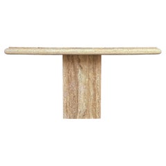 Tavolo consolle in marmo travertino del Mid Century Italiano Moderno, tavolo da ingresso o da divano