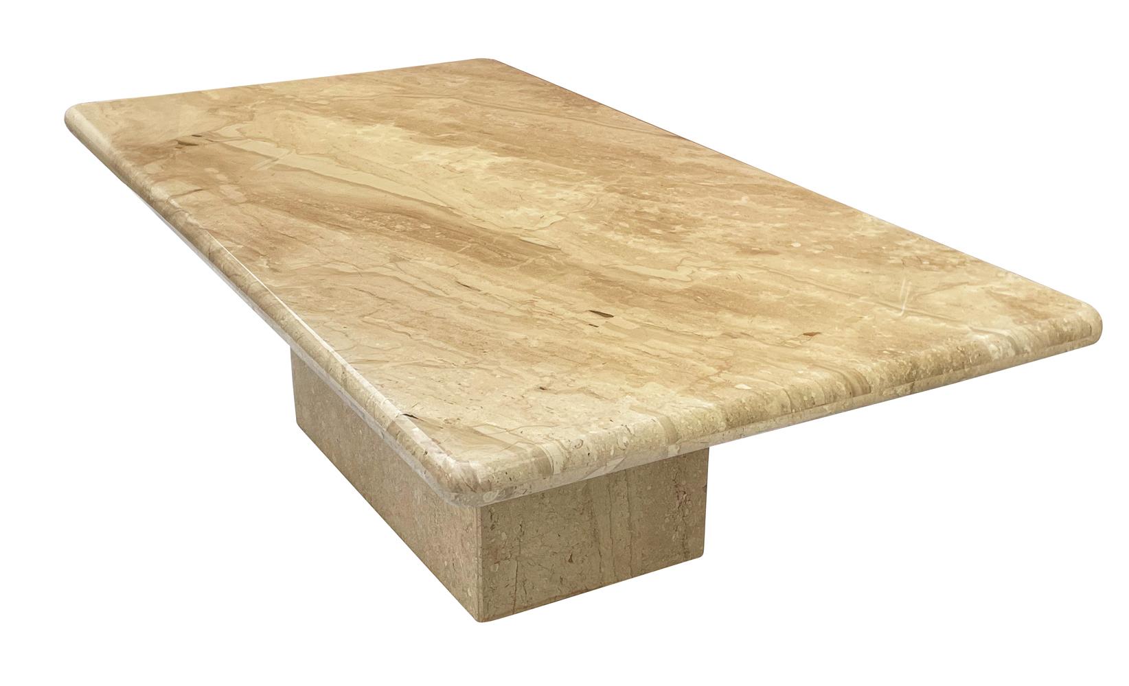 Mid Century Italian Modern Travertine Marble Rectangular Cocktail Table In Good Condition For Sale In Philadelphia, PA