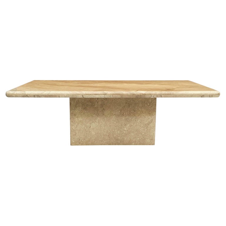 Mid Century Italian Modern Travertine Marble Rectangular Cocktail Table ...