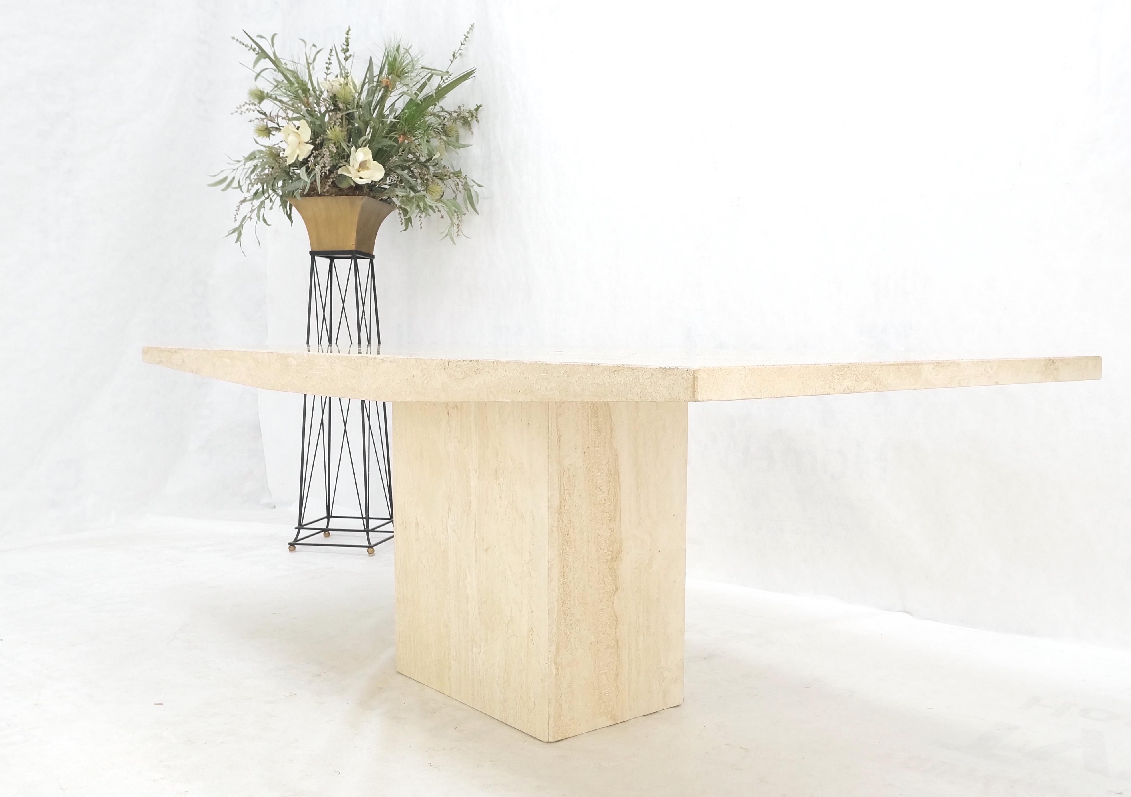 Midcentury Italian Modern Travertine Single Pedestal Dining Conference Table For Sale 4