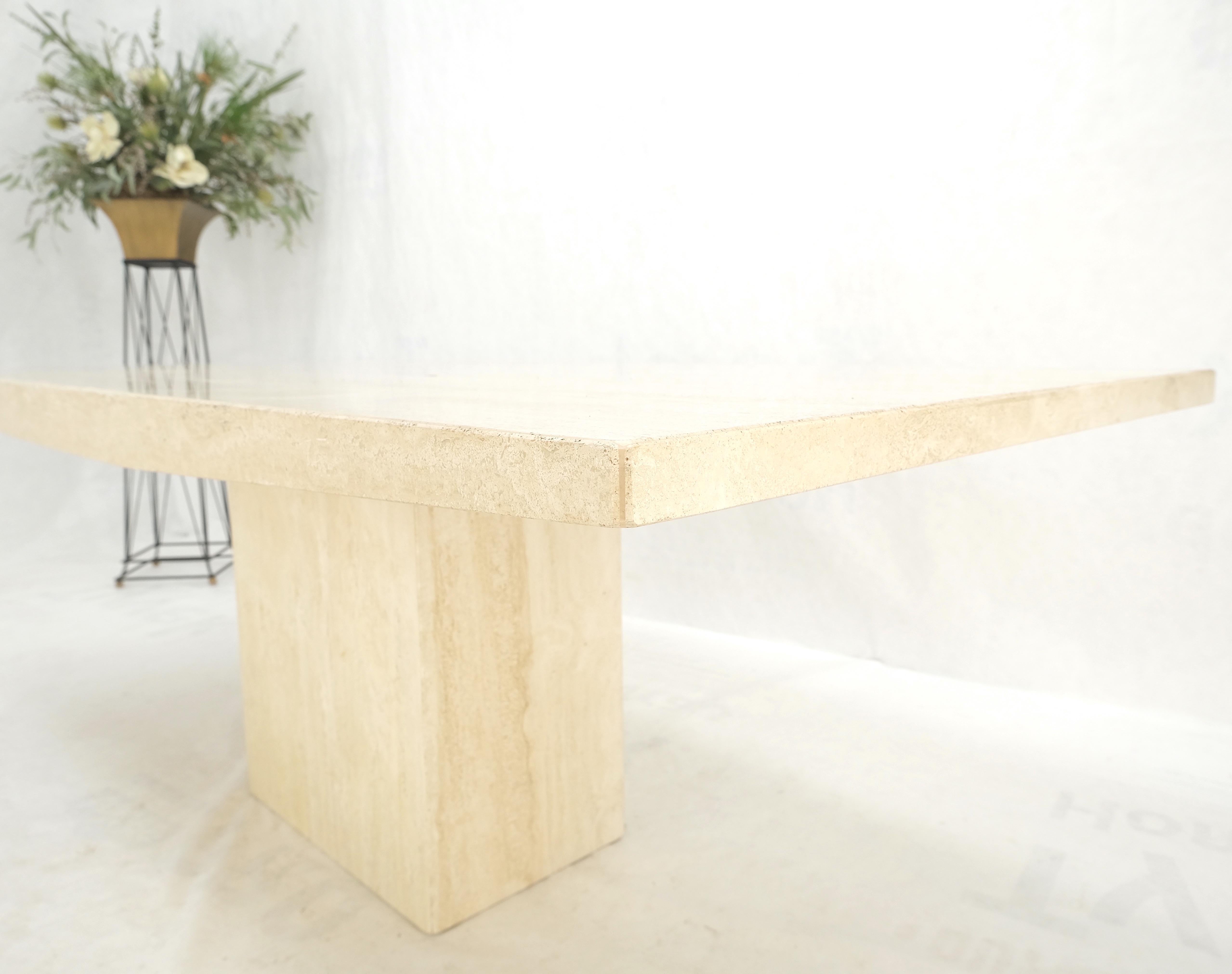 Midcentury Italian Modern Travertine Single Pedestal Dining Conference Table For Sale 6