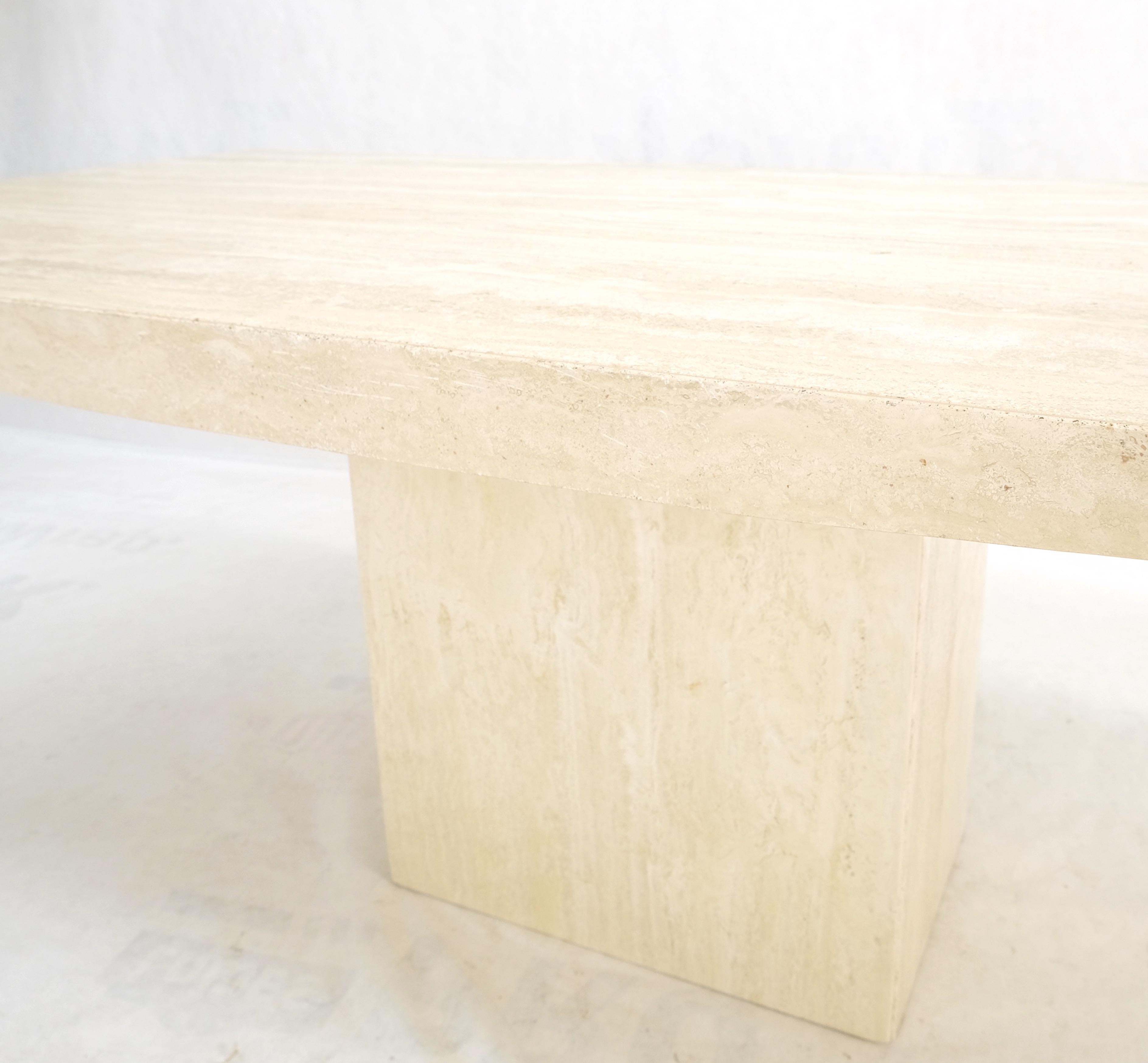 Midcentury Italian Modern Travertine Single Pedestal Dining Conference Table For Sale 8