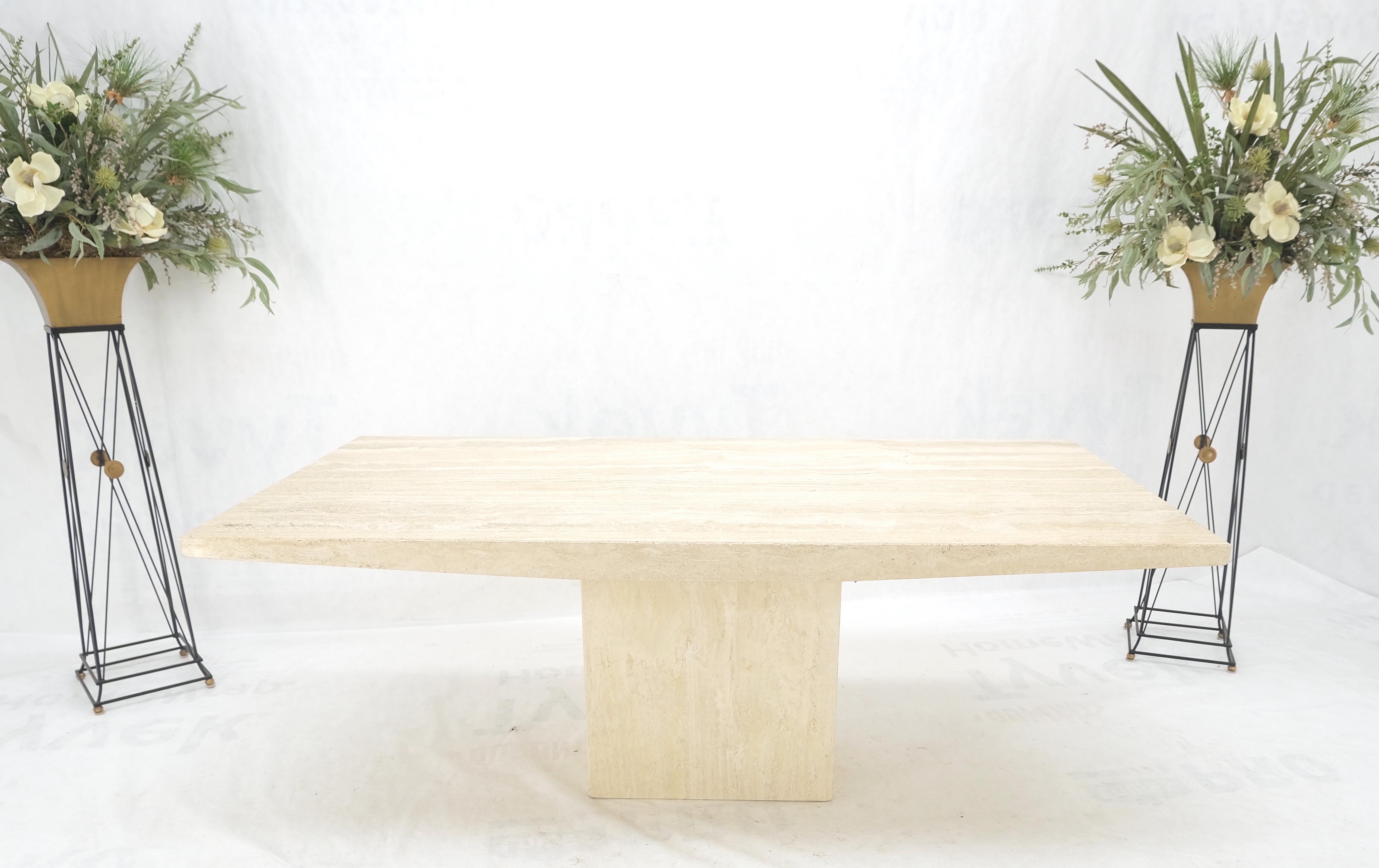 Mid-Century Modern Midcentury Italian Modern Travertine Single Pedestal Dining Conference Table For Sale