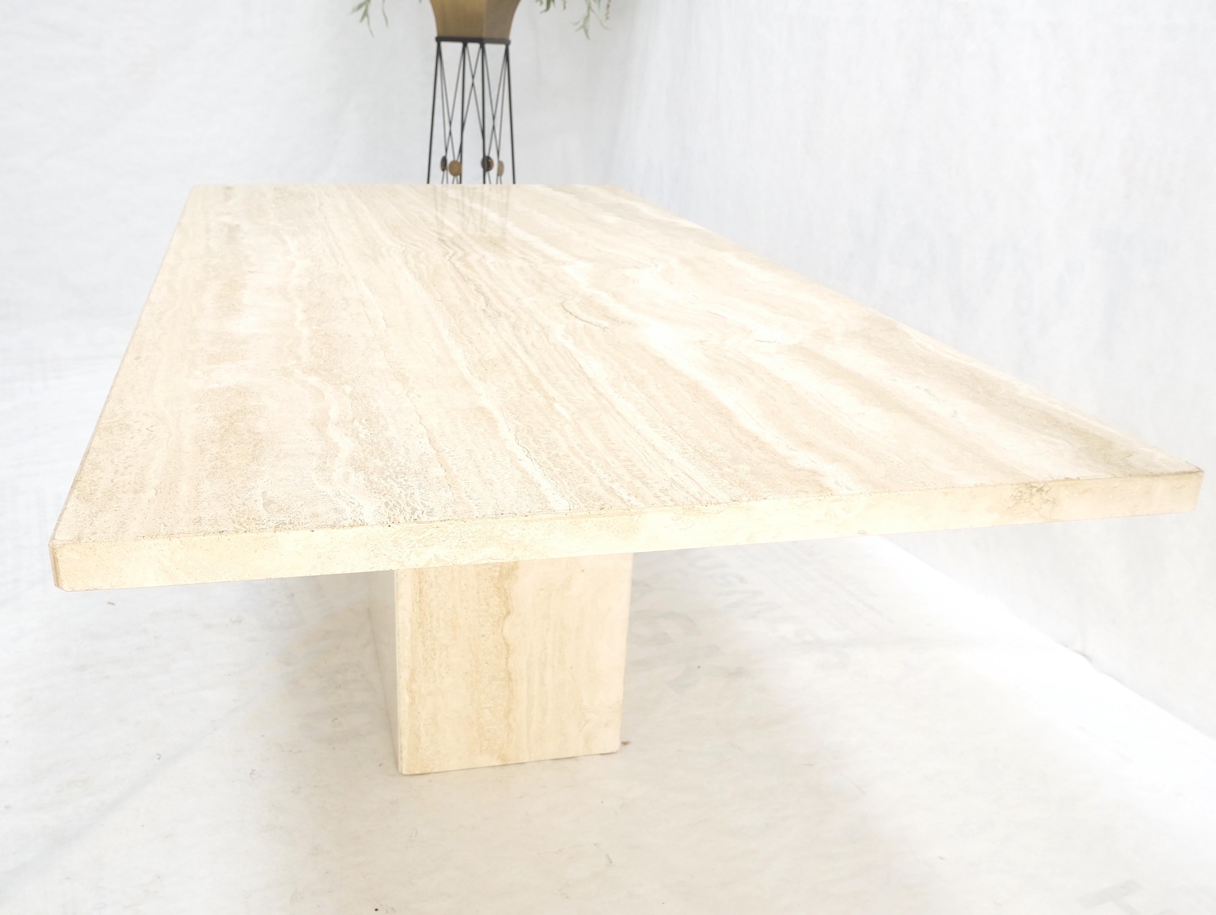 Marble Midcentury Italian Modern Travertine Single Pedestal Dining Conference Table For Sale