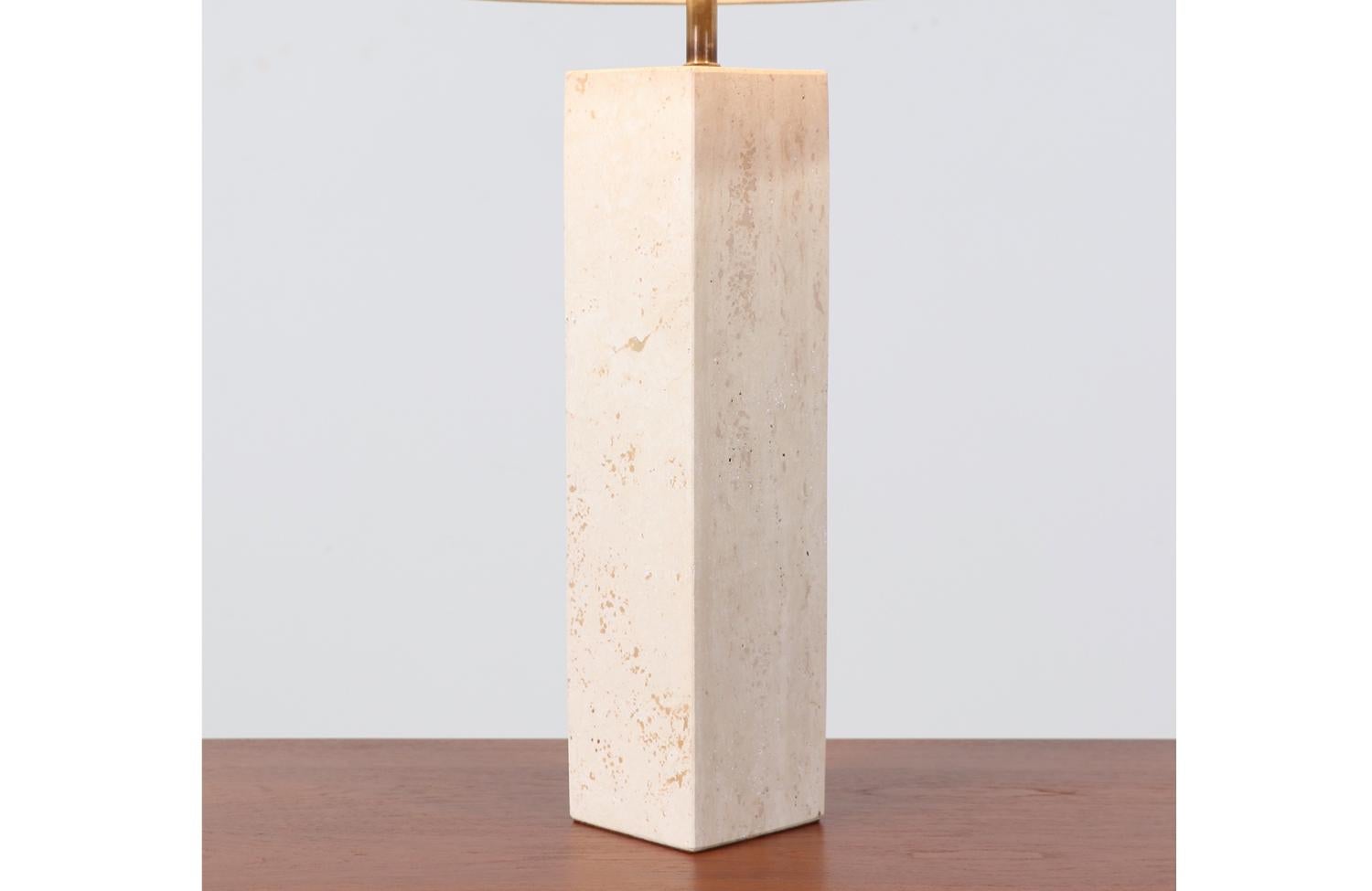 Mid-Century Italian Modern Travertine Stone Table Lamp For Sale 1